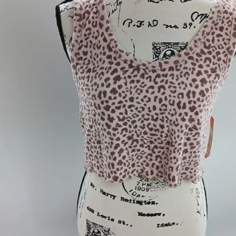 Colsie Womens Pajama Top XL Pink Leopard Print Sleep Tank New Lounge Cami
